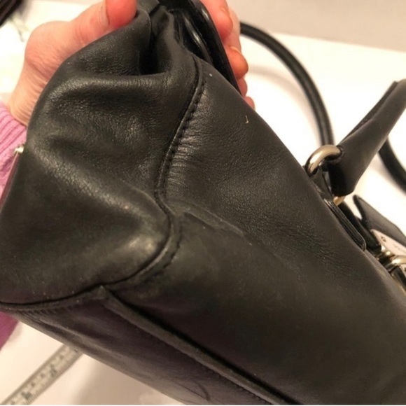 Prada black leather handbag w/ cards - Picture 9 of 11